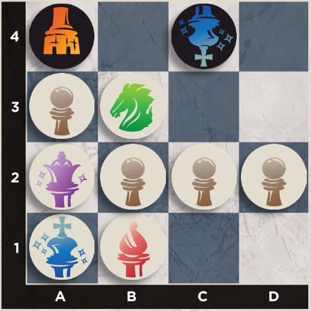 White king with no empty adjacent squares threatened by the king warp