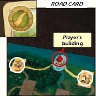 Road: Choose an available tile directly connected by a road to one of your buildings.